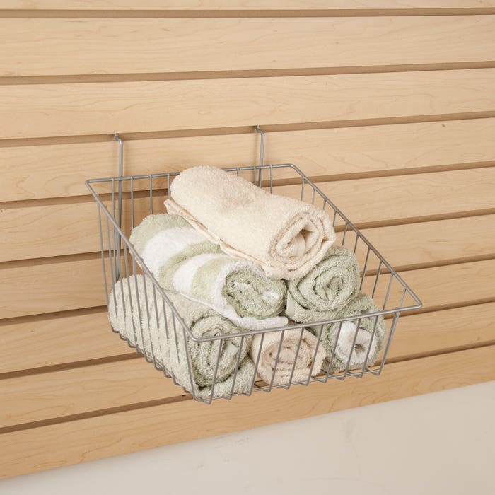 12"W x 12"D x 8"H Deep Basket Fits Grid Panels, Slatwall & Pegboard Epoxy Chrome Econoco BSK15/EC (Pack of 6)