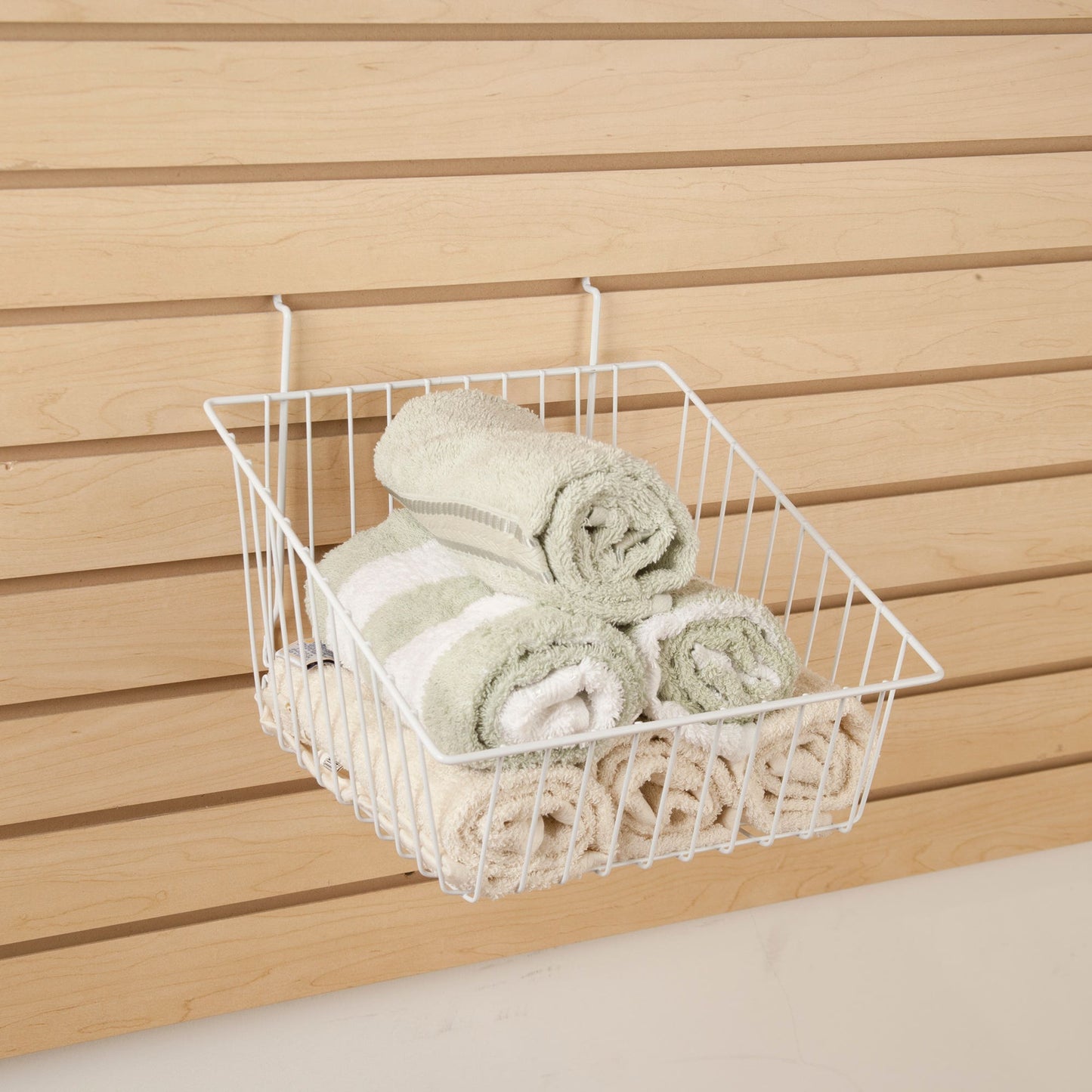 12"W x 12"D x 8"H Sloped Front Basket Fits Grid Panels, Slatwall & Pegboard White Econoco BSK14/W (Pack of 6)