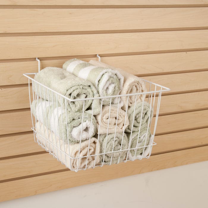 12"W x 12"D x 8"H Deep Basket Fits Grid Panels, Slatwall & Pegboard White Econoco BSK15/W (Pack of 6)