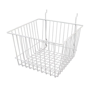 Econoco BSK15/W 12"W x 12"D x 8"H Deep Basket Fits Grid Panels, Slatwall & Pegboard White (Pack of 6)