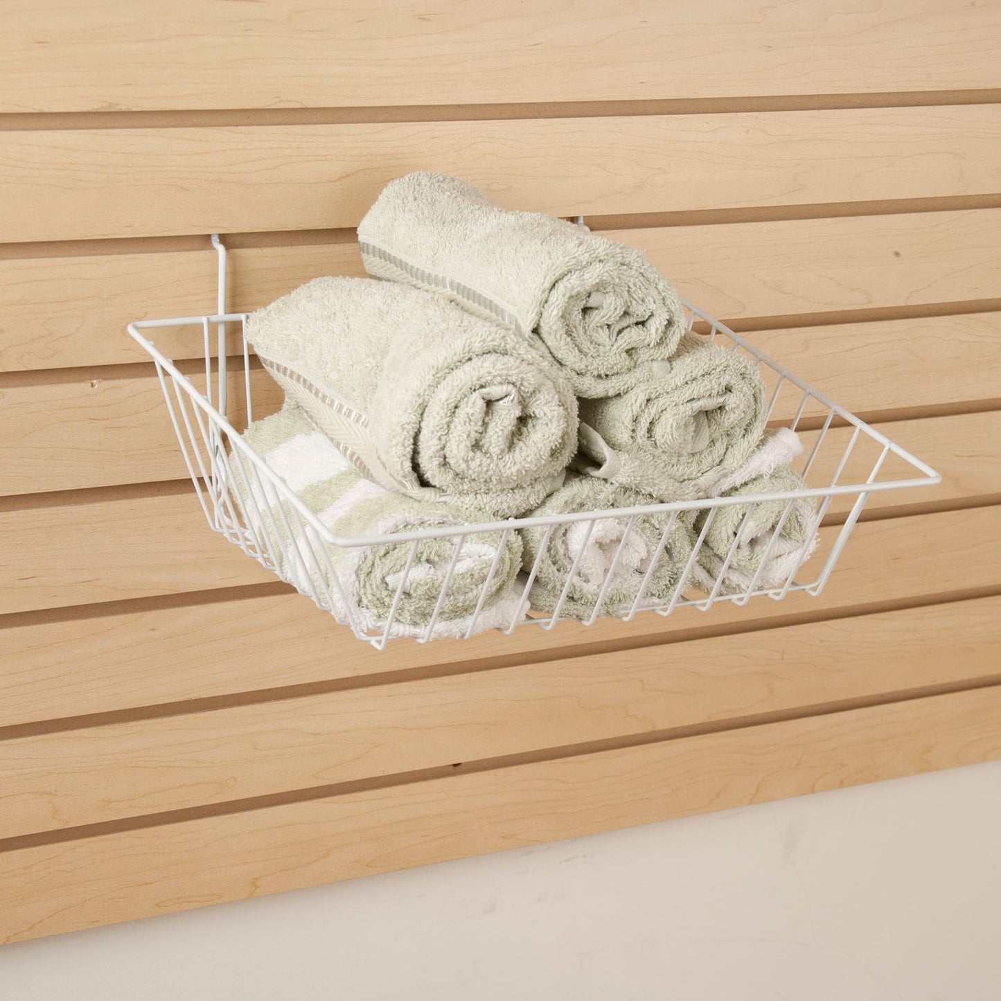 15"W x 12"D x 5"H Sloping Basket Fits Grid Panels, Slatwall & Pegboard White Econoco BSK16/W (Pack of 6)