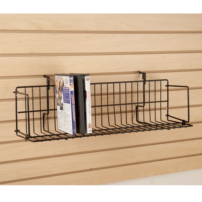 24" All purpose video shelf Fits Grid Panels, Slatwall & Pegboard Econoco BSK24V/B (Pack of 10)