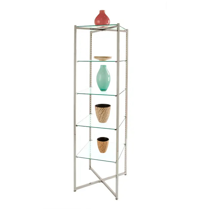 Folding Glass Tower with Chrome Finish Econoco FLT68CGLSNS