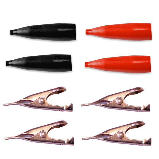 010007 - 4-Pack Copper Alligator Clips with PVC Insulators  (Pack of 22)
