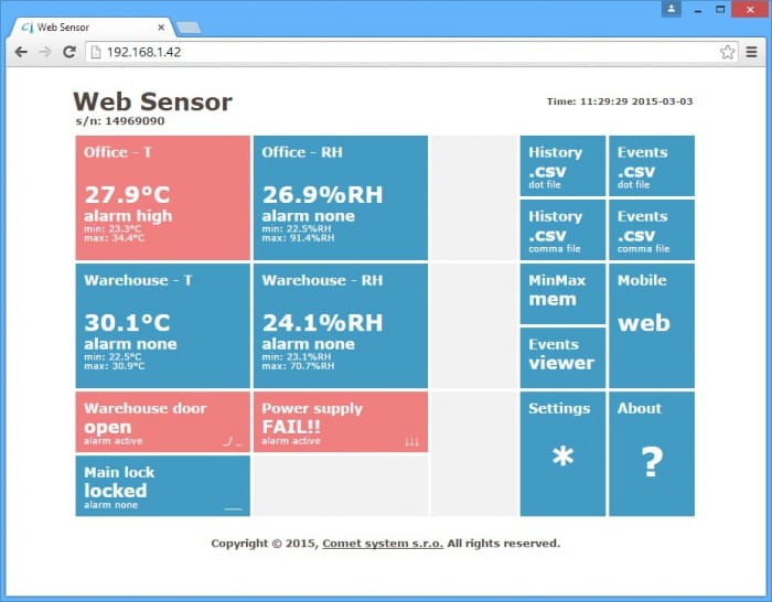 Web Sensor - two channels with binary inputs