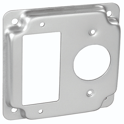 4" Square 1/2" Raised Industrial Surface Cover With GFCI & Single Rec 1.406" Dia G1952 (Pack of 100)