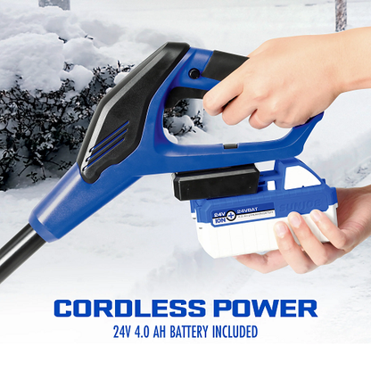 24V Cordless Snow Shovel Bundle with 4.0Ah Battery, Charger, Cover & Ice Scraper