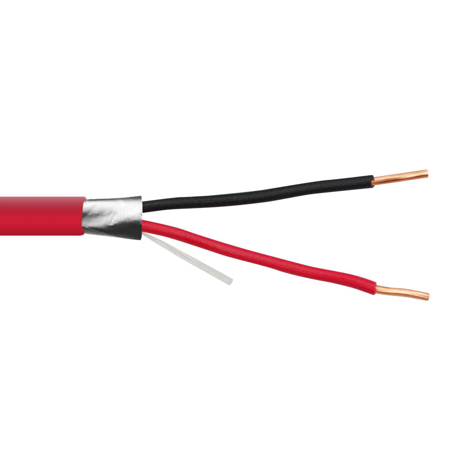 18/2FPLP-SH 2C/18 AWG SOLID FPLP SHIELDED PLENUM Fire Alarm Cable RED – 1000 FT SPOOL