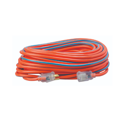 100' FT 12/3 SJTW Cool Orange/Cool Blue Outdoor Extension Cord With Power Light Indicator 2549SW003V (Pack of 4)