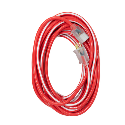50' Ft 12/3 SJTW Red and White Outdoor Extension Cord with Power Light Indicator 2548SW0041 (Pack of 8)
