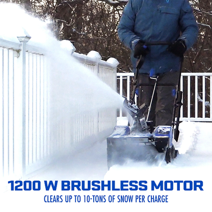 24V Cordless Snow Shovel & 48V Cordless Snow Blower with 3 x 4.0 Ah Batteries, 2 Chargers, Ice Scrapers, and Covers
