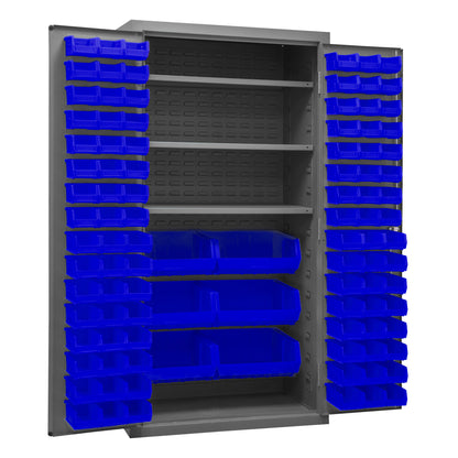 2501-BDLP-102-3S-5295 Cabinet, 16 Gauge, 102 Blue Bins, 3 Shelves, 36 x 24 x 72