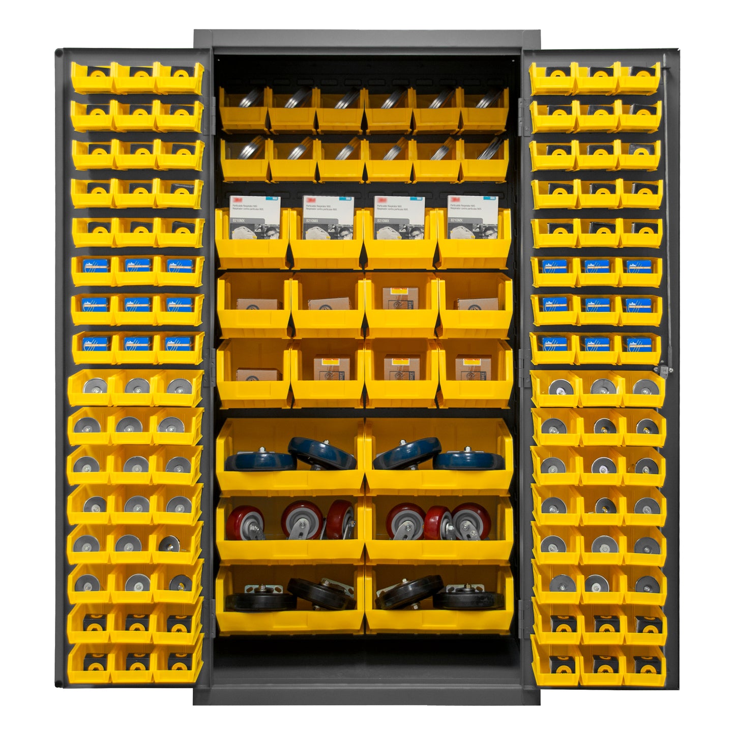 2501-BDLP-126-95 Cabinet, 16 Gauge, 126 Yellow Bins, 36 x 24 x 72