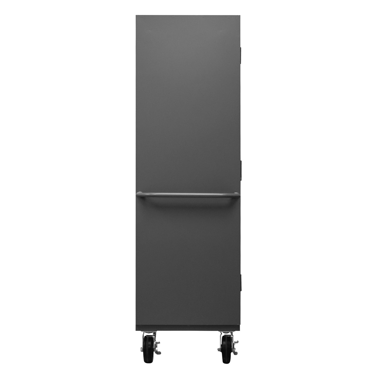 2501M-BLP-12-2S-1795 Mobile Cabinet, 16 Gauge, 2 Shelves, 12 Red Bins