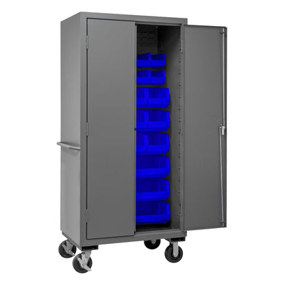 2501M-BLP-30-5295 Mobile Cabinet, 16 Gauge, 30 Blue Bins, 36 x 24 x 81