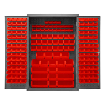 2502-186-1795 Cabinet, 16 Gauge, 186 Red Bins, 48 x 24 x 72