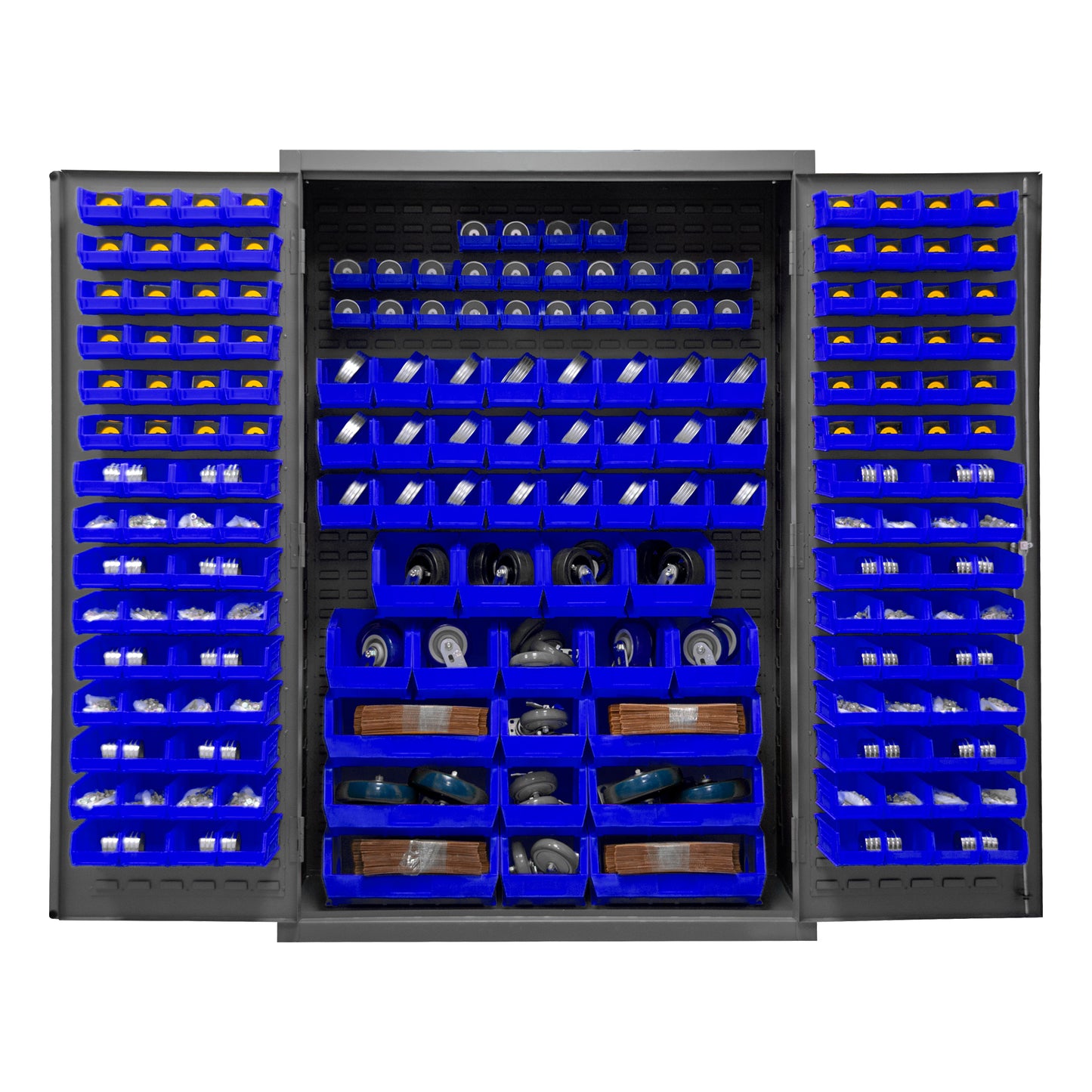 2502-186-5295 Cabinet, 16 Gauge, 186 Blue Bins, 48 x 24 x 72