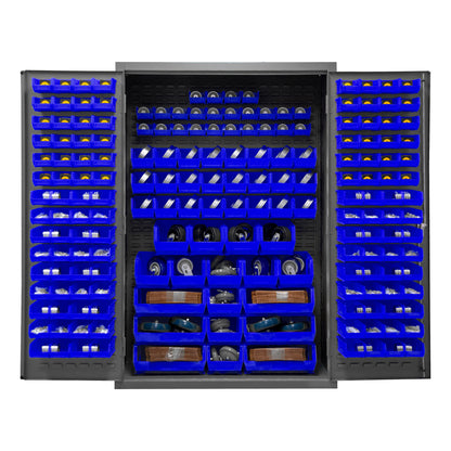 2502-186-5295 Cabinet, 16 Gauge, 186 Blue Bins, 48 x 24 x 72