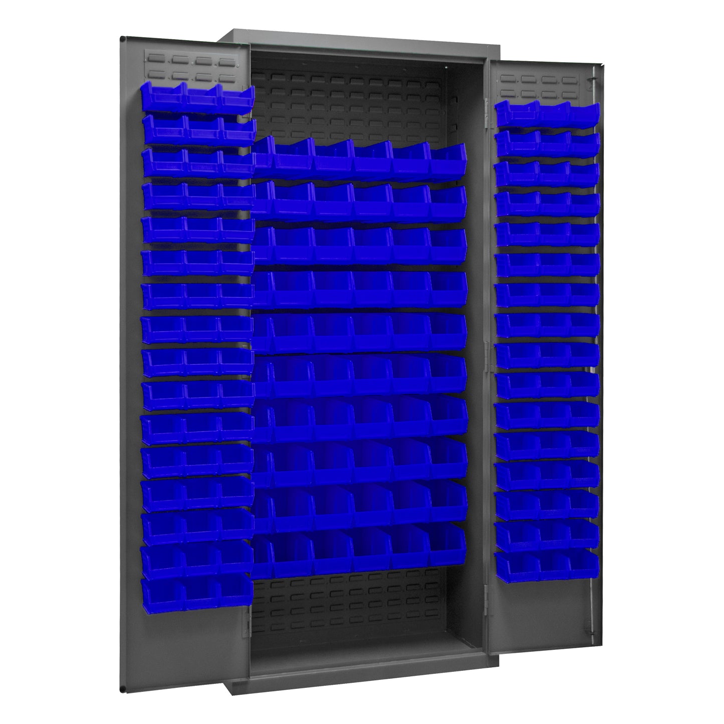 2603-156B-5295 Cabinet, 16 Gauge, 156 Blue Bins, 36 x 18 x 84