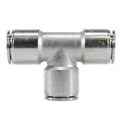 20611NIC - 6mm Nickel-Plated Brass Union Tee Fitting with Three Push-to-Connect Connections