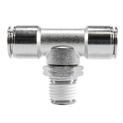 20103NIC - 1/8 in Push-To-Connect & Male NPT Swivel Branch Tee, Nickel-Plated Brass