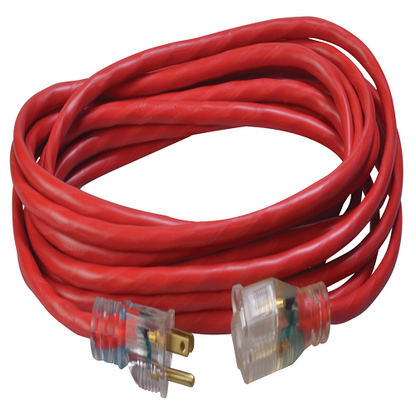 25"Ft 14/3 SJTW Red Outdoor Extension Cord with Power Light Indicator 2487SW8804 (Pack Of 12)
