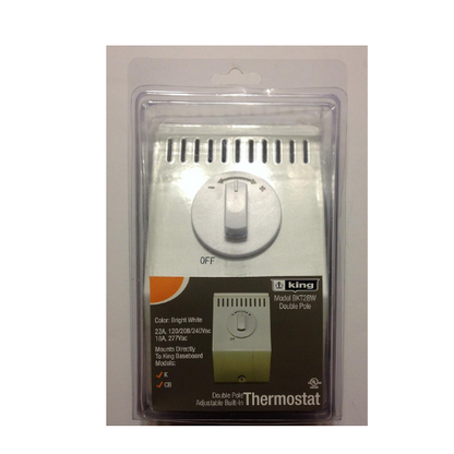 Double Pole Built-In Thermostat Kit for Baseboard Heater White