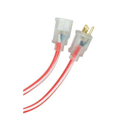 50' Ft 12/3 SJTW Red and White Outdoor Extension Cord with Power Light Indicator 2548SW0041 (Pack of 8)