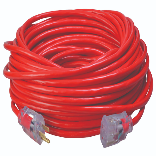 100' Ft 14/3 SJTW Red Outdoor Extension Cord with Power Light Indicator 2489SW8804 (Pack Of 6)