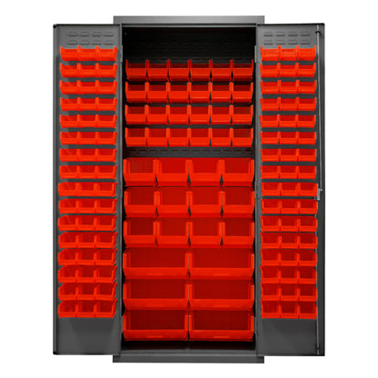 3500-138B-1795 Cabinets, 14 Gauge, 138 Red Bins, 36 x 24 x 84