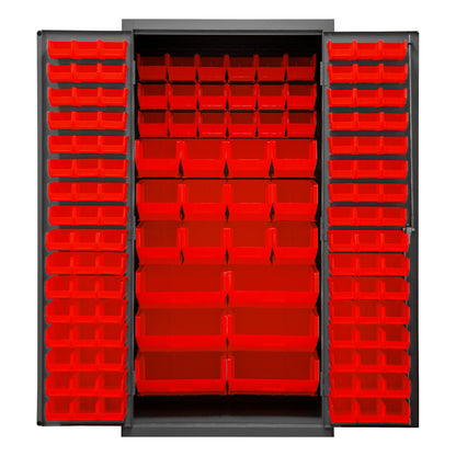 3501-BDLP-132-1795 Cabinet, 14 Gauge, 132 Red Bins, 36 x 24 x 72