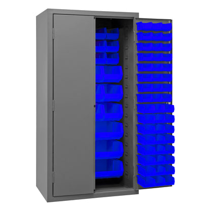 3501-BDLP-132-5295 Cabinet, 14 Gauge, 132 Blue Bins, 36 x 24 x 72
