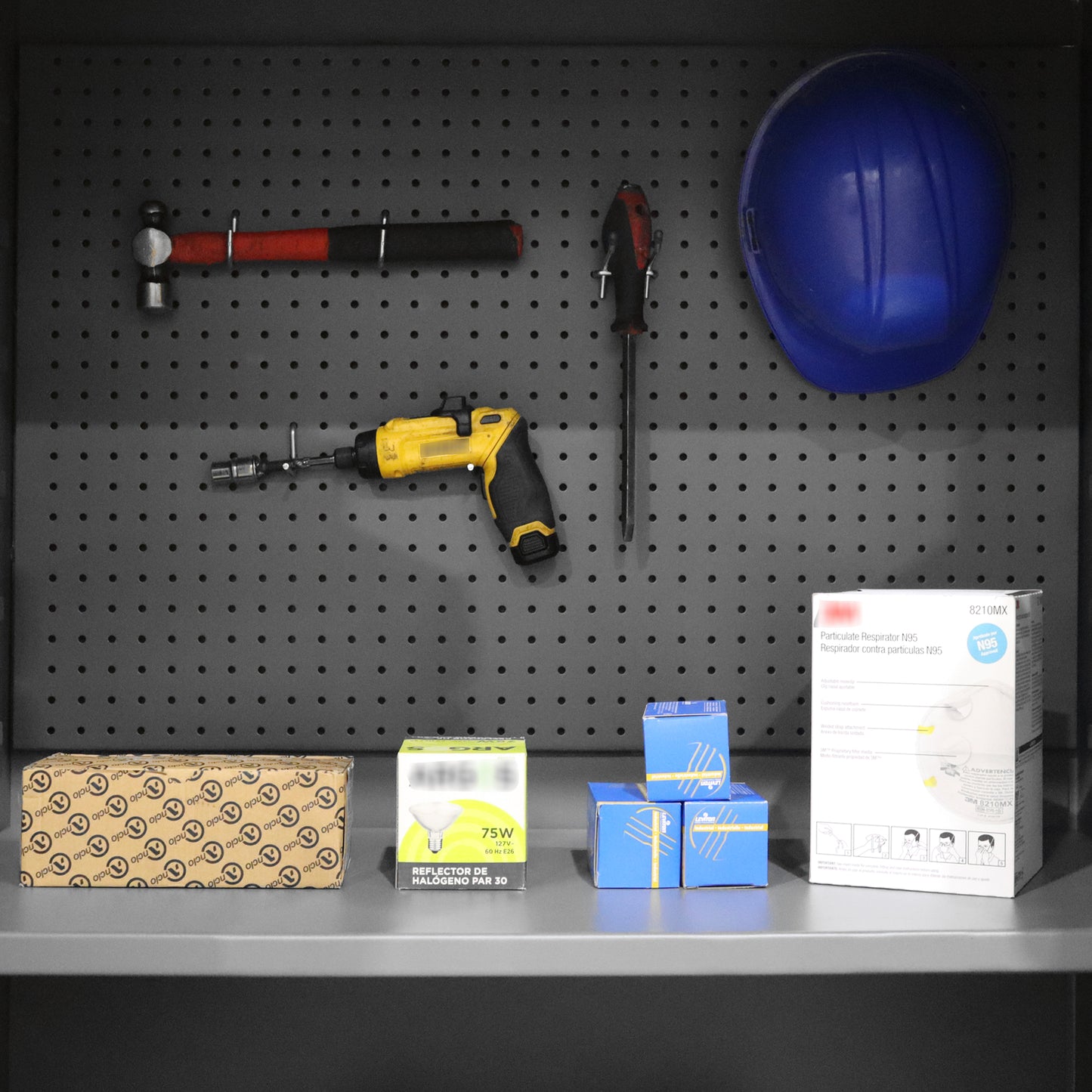 3501-DLP-PB-96-2S-1795 Cabinet, Pegboard with 96 Red Bins and 2 Shelves