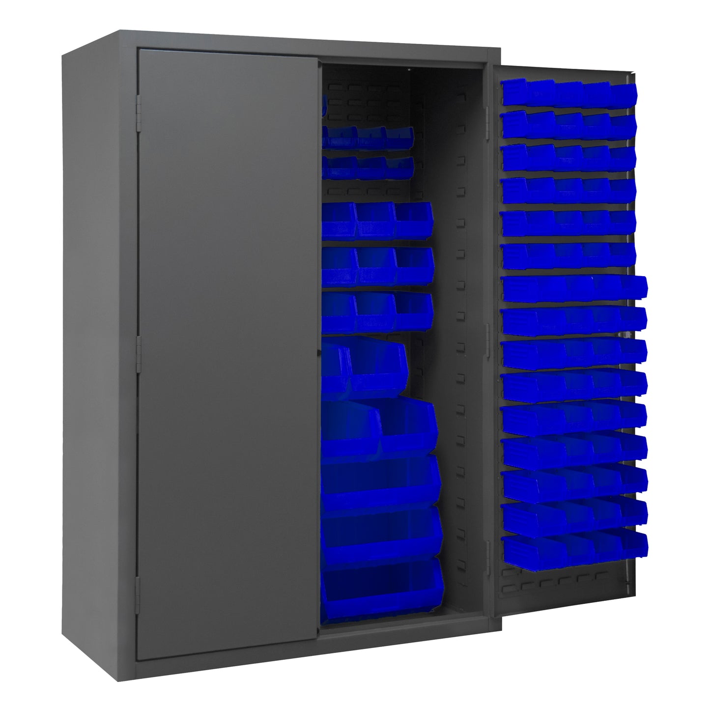 3502-186-5295 Cabinet, 14 Gauge, 186 Blue Bins, 48 x 24 x 72