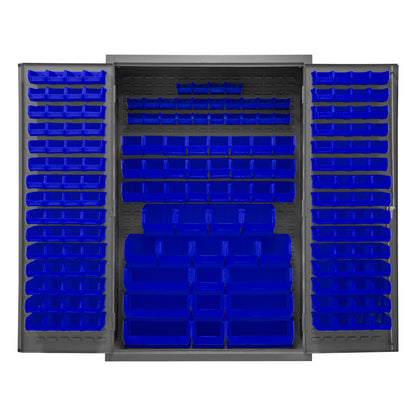 3502-186-5295 Cabinet, 14 Gauge, 186 Blue Bins, 48 x 24 x 72