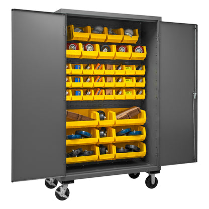 3502M-BLP-42-95 Mobile Cabinet, 14 Gauge, 42 Yellow Bins, 48 x 24 x 81