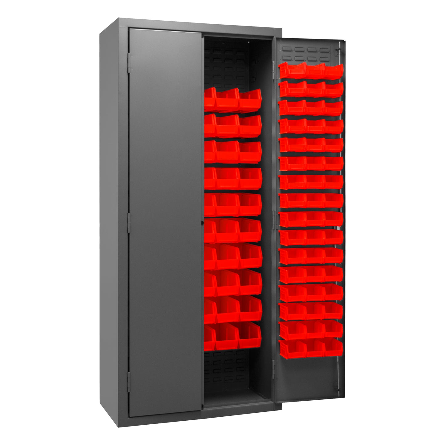 3603-156B-1795 Cabinet, 14 Gauge, 156 Red Bins, 36 x 18 x 84