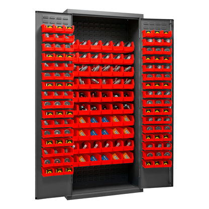 3603-156B-1795 Cabinet, 14 Gauge, 156 Red Bins, 36 x 18 x 84