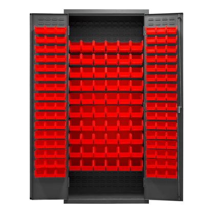 3603-156B-1795 Cabinet, 14 Gauge, 156 Red Bins, 36 x 18 x 84