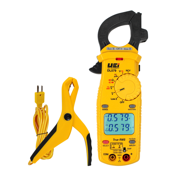 DL579 - 600A Dual Display TRMS Clamp Meter w/ Temperature, Inrush, AMH2 Magnet w/ ATTPC4