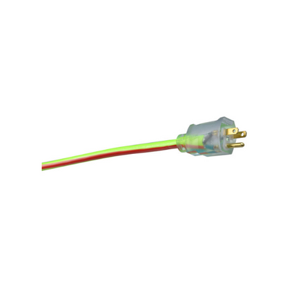 100' Ft 12/3 SJTW Lime Green and Red Outdoor Extension Cord with Power Light Indicator 2549SW0054 (Pack of 4)