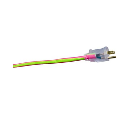 100' FT 12/3 SJTW Cool Pink and Lime Green Outdoor Extension Cord With Power Light Indicator 2549SW0077 (Pack of 4)