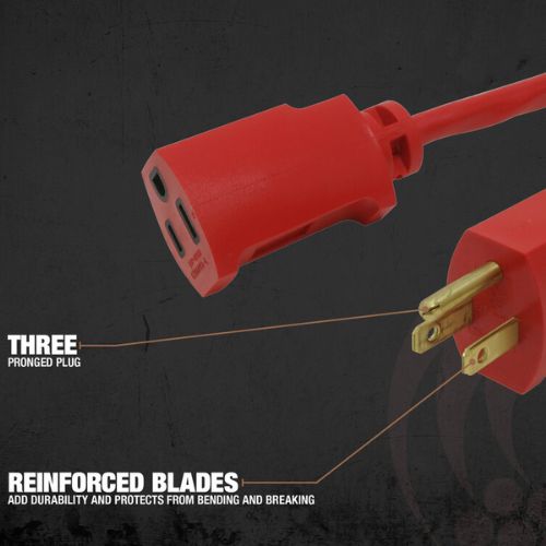 50' Ft 14/3 SJTW Standard Outdoor Red Extension Cord Cable 2408SW8804 (Pack Of 6)