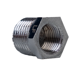 45505LFCP - Chrome-Plated Lead-Free Bronze Hex Bushing, 1/2 in MIP x 3/8 in FIP