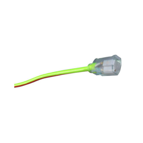 100' Ft 12/3 SJTW Lime Green and Red Outdoor Extension Cord with Power Light Indicator 2549SW0054 (Pack of 4)