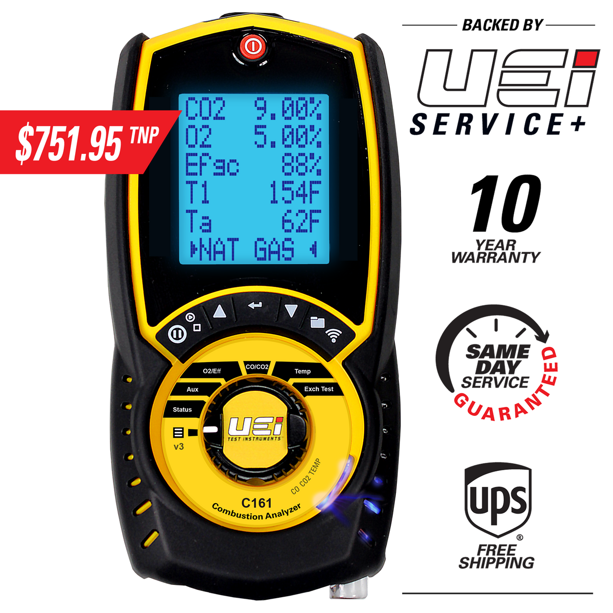 C161 Residential Combustion Analyzer w/ AC509 Carrying Case