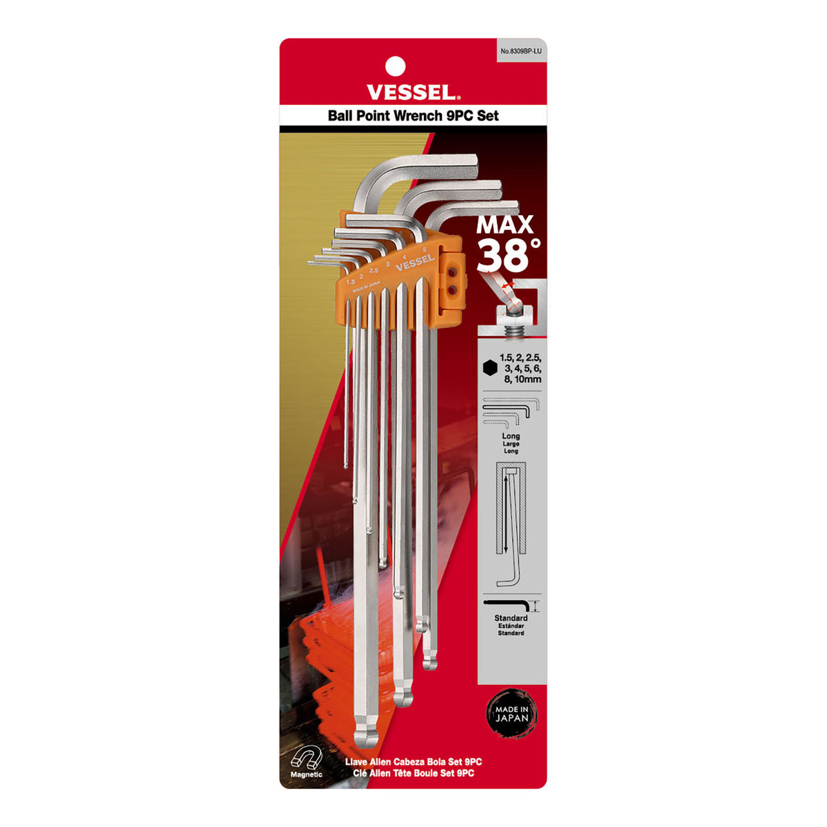 8309BPLU Ball Point Wrench (Long Type) 9-pc set