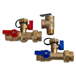 945702 - 3/4 in Female NPT Lead-Free Brass Tankless Water Heater Valve Kit with Service Ports