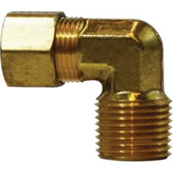 00069-0604-001 - Brass Elbow Fitting, 3/8 in Compression x 1/4 in MPT, 200 psi, -65 to 250 °F