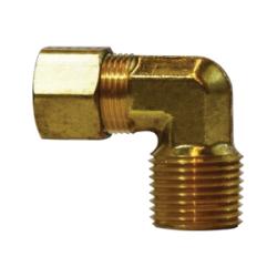 18237 - 90 Degree Brass Elbow Fitting, 1/2 in OD x 3/8 in Male NPTF, 200 psi
